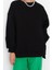 Kadın Oversize Bisiklet Yaka Düşük Kol Uzun Geniş Kalıp Yırtmaç Kalın Içi Polarlı Örme Sweatshirt 3