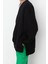 Kadın Oversize Bisiklet Yaka Düşük Kol Uzun Geniş Kalıp Yırtmaç Kalın Içi Polarlı Örme Sweatshirt 4