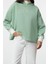 Kadın Moda Şık Relaxed Kapüşonlu Düşük Kol Uzun Kalın Içi Polarlı Triko Bant Detaylı Örme Sweatshirt 1