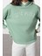 Kadın Moda Şık Relaxed Kapüşonlu Düşük Kol Uzun Kalın Içi Polarlı Triko Bant Detaylı Örme Sweatshirt 2