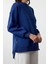 Kadın Oversize Bisiklet Yaka Düşük Kol Uzun Geniş Kalıp Yırtmaç Kalın Içi Polarlı Örme Sweatshirt 1