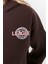 Kadın Moda Şık Relaxed Kapüşonlu Düşük Kol Crop Sırt Baskı Detaylı Kalın Içi Polarlı Örme Sweatshirt 4