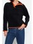 Kadın Moda Şık Regular Dik Yaka Düşük Kol Regular Çıtçıtlı Normal Kalıp Cepli Polar Örme Sweatshirt 3