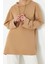 Kadın Tesettür Moda Şık Regular Kapüşonlu Standart Kol Uzun Asit Yıkamalı Örme Sweatshirt 3