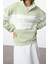 Kadın Moda Regular Fermuarlı Yaka Düşük Kol Regular Basic Baskılı Kalın Içi Polarlı Örme Sweatshirt 2