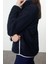 Kadın Moda Şık Regular Dik Yaka Düşük Kol Regular Peluş Örme Spor Sweatshirt 3