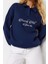 Kadın Oversize Gömlek Yaka Düşük Kol Uzun Gömlek Yaka Nakışlı Fit Kalın Içi Polarlı Örme Sweatshirt 2