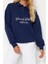 Kadın Oversize Gömlek Yaka Düşük Kol Uzun Gömlek Yaka Nakışlı Fit Kalın Içi Polarlı Örme Sweatshirt 3