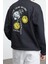 Kadın Moda Şık Bol Bisiklet Yaka Standart Kol Regular Smiley Lisans Unısex Geniş Kesim Sweatshirt 3