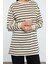 Kadın Tesettür Moda Şık Oversize Bisiklet Yaka Düşük Kol Regular Taş Çizgili Örme Tunik Sweatshirt 1