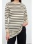 Kadın Tesettür Moda Şık Oversize Bisiklet Yaka Düşük Kol Regular Taş Çizgili Örme Tunik Sweatshirt 2