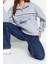 Kadın Moda Şık Bol Fermuarlı Yaka Düşük Kol Uzun Fermuarlı Baskılı Kalın Içi Polarlı Örme Sweatshirt 2