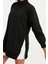 Kadın Oversize Dik Yaka Düşük Kol Uzun Uzun Geniş Kalıp Fermuarlı Kalın Içi Polarlı Örme Sweatshirt 2