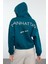 Kadın Moda Şık Relaxed Kapüşonlu Düşük Kol Crop Sırt Baskı Detaylı Kalın Içi Polarlı Örme Sweatshirt 4
