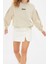 Kadın Bisiklet Yaka Balon Kol Kalın Içi Polarlı Minimal Baskılı Balon Kol Örme Sweatshirt 3