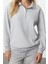 Kadın Moda Şık Regular Polo Yaka Standart Kol Regular Selanik Triko Kalıp Düğmeli Örme Sweatshirt 3