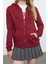 Kadın Moda Regular Kapüşonlu Standart Kol Regular BORDO001 Basic Kalın Içi Polarlı Örme Sweatshirt 2