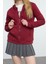 Kadın Moda Regular Kapüşonlu Standart Kol Regular BORDO001 Basic Kalın Içi Polarlı Örme Sweatshirt 3