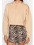 Kadın Moda Şık Relaxed Kapüşonlu Düşük Kol Crop Örme Sweatshirt 1