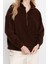 Kadın Moda Şık Regular Fermuarlı Yaka Düşük Kol Regular Fermuar Detaylı Polar Örme Sweatshirt 3