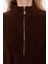 Kadın Moda Şık Regular Fermuarlı Yaka Düşük Kol Regular Fermuar Detaylı Polar Örme Sweatshirt 4