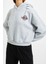 Kadın Moda Şık Relaxed Kapüşonlu Düşük Kol Crop Sırt Baskı Detaylı Kalın Içi Polarlı Örme Sweatshirt 1