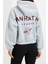 Kadın Moda Şık Relaxed Kapüşonlu Düşük Kol Crop Sırt Baskı Detaylı Kalın Içi Polarlı Örme Sweatshirt 4