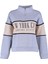 Kadın Fermuarlı Yaka Düşük Kol Melanj Basic Baskılı Kalın Içi Polarlı Örme Sweatshirt 1