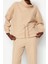 Kadın Moda Regular Dik Yaka Standart Kol Regular Selanik Triko Büzgülü Normal Kalıp Örme Sweatshirt 2