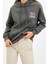 Kadın Oversize Kapüşonlu Düşük Kol Uzun Sırt Baskı Geniş Kalıp Kalın Içi Polarlı Örme Sweatshirt 1