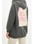 Kadın Oversize Kapüşonlu Düşük Kol Uzun Sırt Baskı Geniş Kalıp Kalın Içi Polarlı Örme Sweatshirt 2