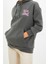 Kadın Oversize Kapüşonlu Düşük Kol Uzun Sırt Baskı Geniş Kalıp Kalın Içi Polarlı Örme Sweatshirt 5