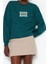 Kadın Bisiklet Yaka Düşük Kol Kalın Içi Polarlı Slogan Nakışlı Rahat Kalıp Örme Sweatshirt 2