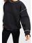 Kadın Bol Bisiklet Yaka Düşük Kol Uzun Normal Kalıp Karyoka Dikişli Kalın Polarlı Örme Sweatshirt 2
