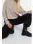 Kadın Fermuarlı Yaka Düşük Kol Çizgili Selanik Fermuarlı Normal Kalıp Örme Sweatshirt 2