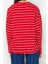 Kadın Moda Şık Oversize Bisiklet Yaka Düşük Kol Uzun Çizgili Geniş Kesim Ince Örme Sweatshirt 5