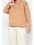 Kadın Moda Şık Relaxed Kapüşonlu Düşük Kol Regular Baskılı ve Şardonlu Örme Sweatshirt 3