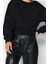 Kadın Moda Şık Crop Dik Yaka Düşük Kol Crop Rahat Kesim Crop Basic Kalın Içi Polarlı Örme Sweatshirt 2