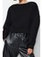Kadın Moda Şık Crop Dik Yaka Düşük Kol Crop Rahat Kesim Crop Basic Kalın Içi Polarlı Örme Sweatshirt 3
