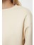 Kadın Regular Bisiklet Yaka Düşük Kol Regular Kalın Içi Polarlı Normal Kalıp Basic Örme Sweatshirt 4