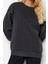 Kadın Moda Oversize Bisiklet Yaka Düşük Kol Uzun Rahat Kesim Basic Kalın Içi Polarlı Örme Sweatshirt 4