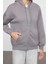 Kadın Moda Oversize Kapüşonlu Düşük Kol Uzun Rahat Kesim Basic Fermuarlı Kalın Içi Polarl 1