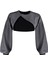 Kadın Moda Şık Crop Bisiklet Yaka Düşük Kol Crop Asimetrik Super Crop Ince Örme Sweatshirt 1