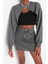 Kadın Moda Şık Crop Bisiklet Yaka Düşük Kol Crop Asimetrik Super Crop Ince Örme Sweatshirt 2