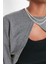 Kadın Moda Şık Crop Bisiklet Yaka Düşük Kol Crop Asimetrik Super Crop Ince Örme Sweatshirt 4