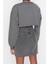 Kadın Moda Şık Crop Bisiklet Yaka Düşük Kol Crop Asimetrik Super Crop Ince Örme Sweatshirt 5