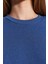 Kadın Regular Bisiklet Yaka Düşük Kol Regular Kalın Içi Polarlı Normal Kalıp Basic Örme Sweatshirt 5