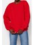 Kadın Moda Oversize Bisiklet Yaka Düşük Kol Uzun Rahat Kesim Basic Kalın Içi Polarlı Örme Sweatshirt 3