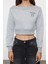 Kadın Moda Şık Crop Madonna Yaka Düşük Kol Crop Kayık Yaka Crop Normal Kalıp Örme Sweatshirt 1