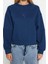 Kadın Moda Şık Regular Bisiklet Yaka Düşük Kol Crop Fit Nakışlı Kalın Içi Polarlı Örme Sweatshirt 1